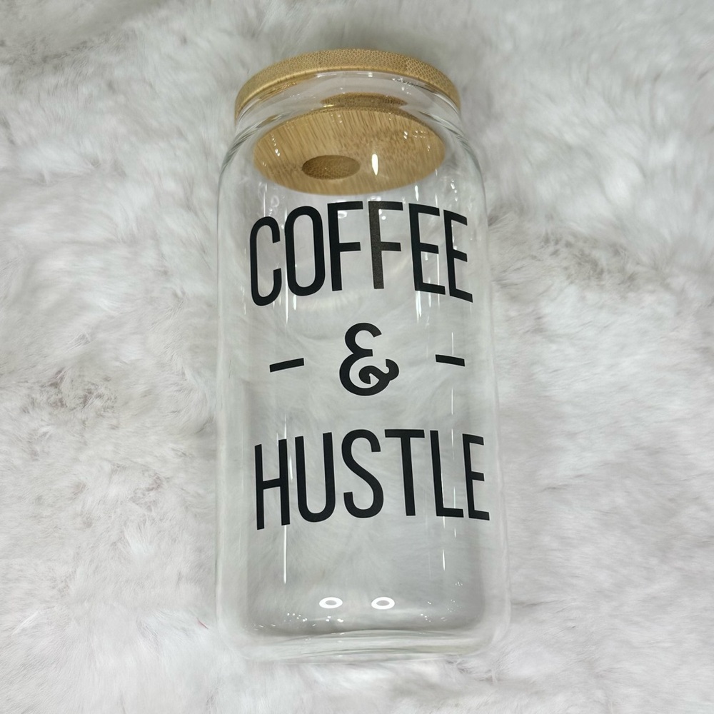 20oz Glass tumbler cup. Coffee Storage Jar with Bamboo Lid
